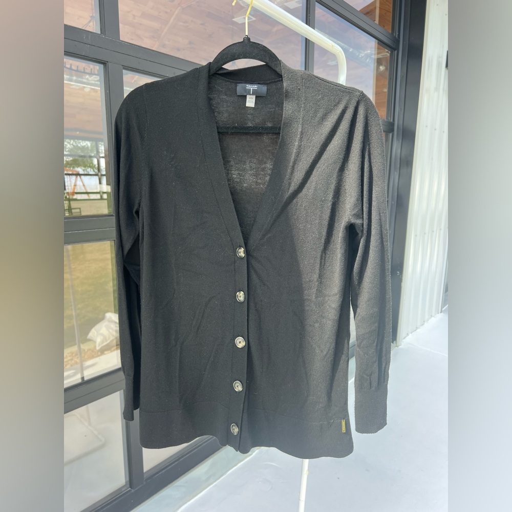 Tahari Black Button-Up Cardigan